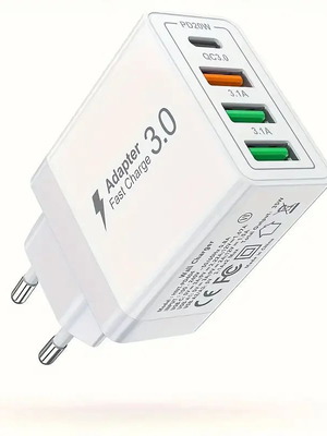 Φορτιστής Τοίχου USB-C 40W καινούργιος, 4 θύρες, διπλό PD + QC, γρήγορη φόρτιση