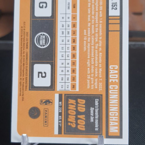 Panini NBA Chronicles 2021-22 Cade Cunningham Classics RC card like new