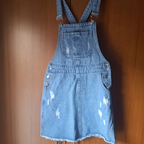 Denim pinup salopette dress like new, light blue