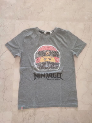 H&M Lego Ninjago T-shirt 134-140 cm, grey, reversible sequin print