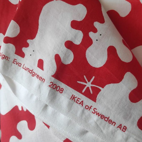 IKEA Red Hippo fabric new, cotton, 120x300cm, Eva Lundgreen 2008