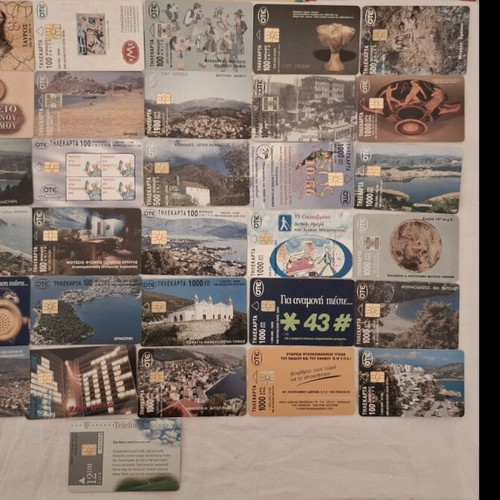 Set of 38 used Greek phone cards with Deutsche Telekom 1999