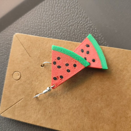 Watermelon design earrings 3D printed made to order
