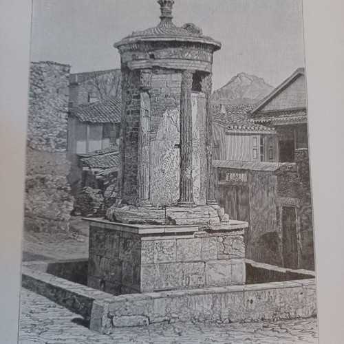 Woodcut 1888 Athens Lysicrates Monument used 18x23cm