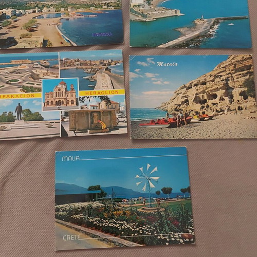 Old postcards used from Crete and Budapest