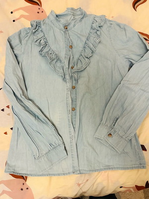 Denim shirt women's with ruffles new