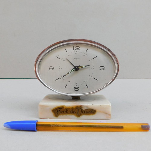 Jerger wind-up alarm clock with vintage marble base