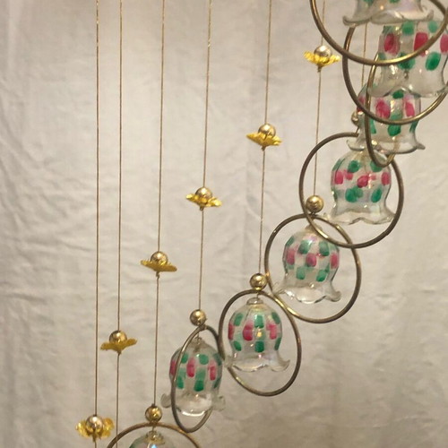 Glass wind chime used with gilded rings and mounting bracket
