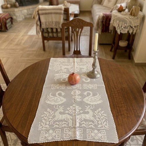 Handmade large crochet table runner, new