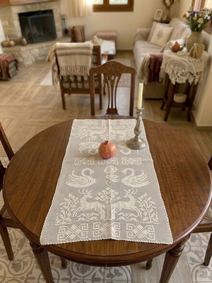 Handmade large crochet table runner, new