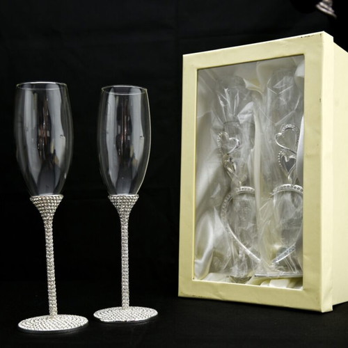 Champagne glasses new, set of 2, crystal glass 150 ml