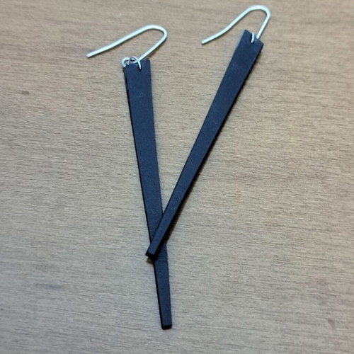 Leather earrings with 925 silver hooks, new, minimalist design