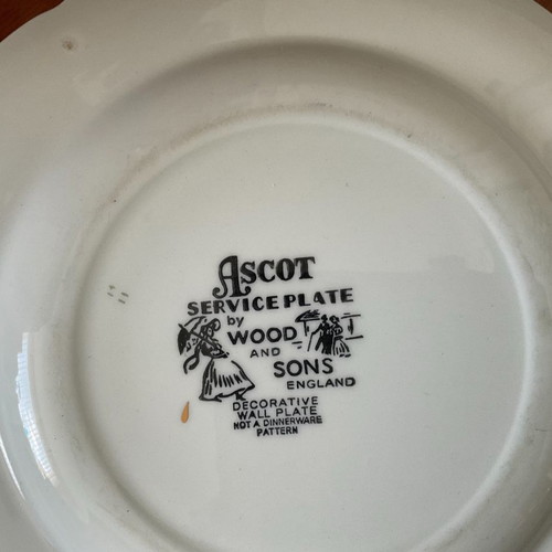 Ascot by Wood and Sons ironstone plate, 1950s antique wall decoration