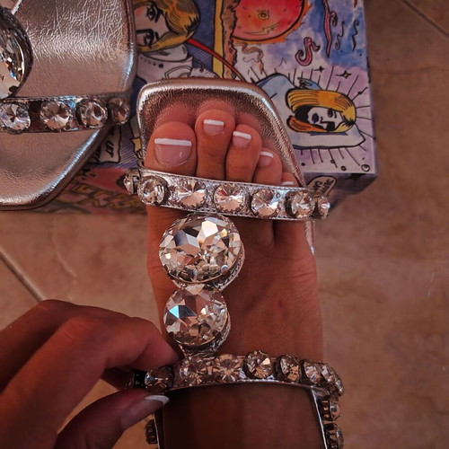 Jeffrey Campbell leather sandals with crystals, new, silver