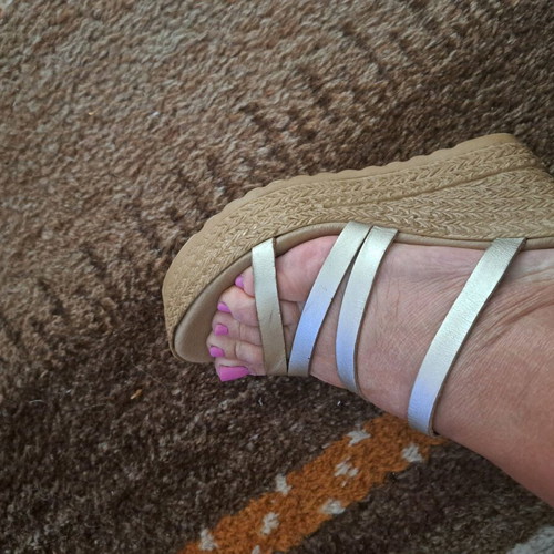 Leather gold platform shoes used