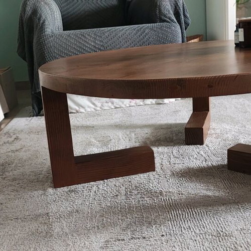 Round handmade coffee table solid wood, new
