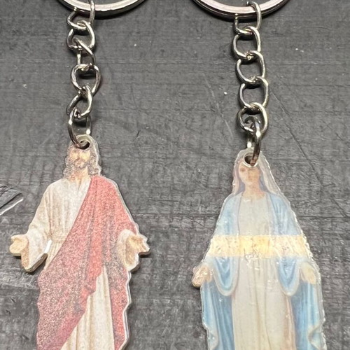 Keychains with Christ and Virgin Mary, new, pack of two