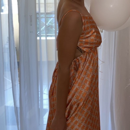 Be A Bee Couture maxi dress like new, XS/S, orange print