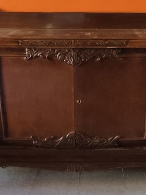 Table and buffet used, set