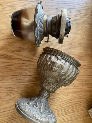 Antique lamp used, first half 19th century, without glass