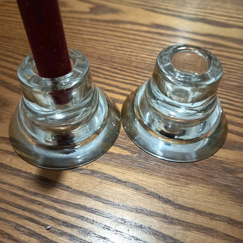 Glass candlesticks set like new with elegant design, 2 pieces