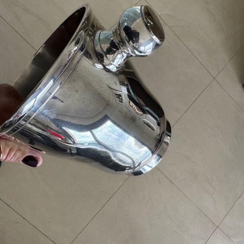 Silver-plated ice bucket used, heavy construction