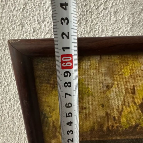 Vintage surrealist painting used, signed by Bukharish, 98x62 cm