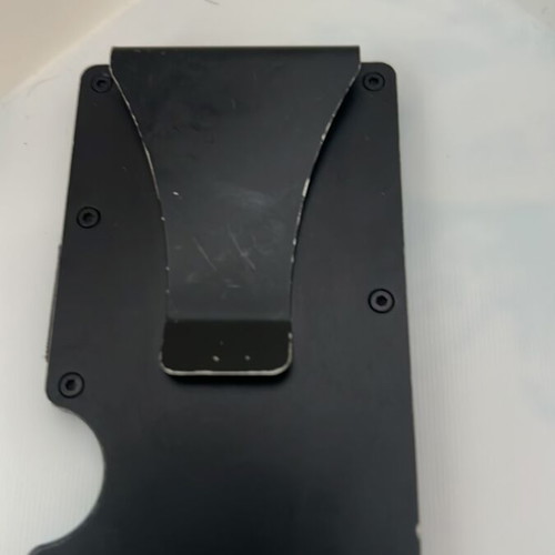 Minimalist Metal RFID Card Holder Wallet with Money Clip used, black