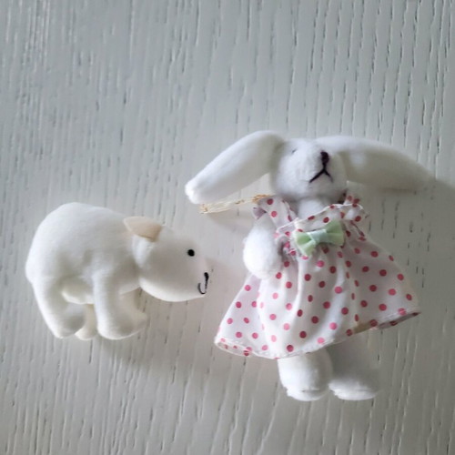 Mini stuffed bunny and polar bear like new