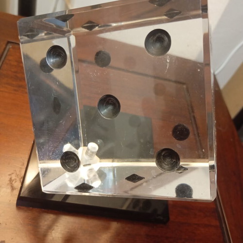 Vintage Lucite dice paperweight sculpture, 1970s–1980s