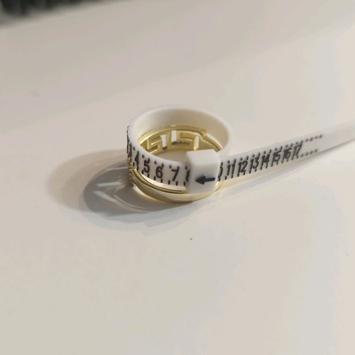 Ring with meander design and stones, 925 silver, gold color, new