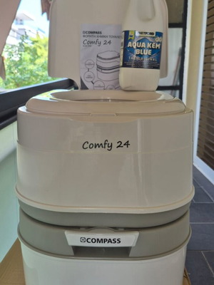 Compass Comfy 24 portable chemical toilet new with Aqua Kem Blue
