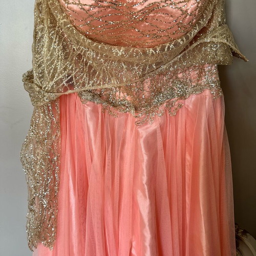 Krystal Dream Dress new, salmon tulle with crystal embroidery