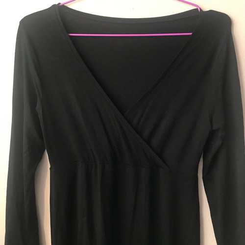 Black wrap dress knee-length with long sleeve like new