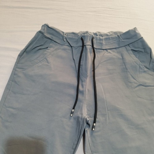 Elastic pants with drawstring, like new, gray, sizes L and XL