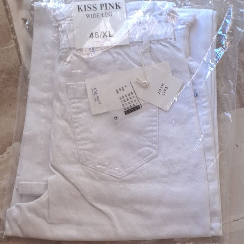 Kiss Pink Wide Leg Women's Pants new, size XL, white