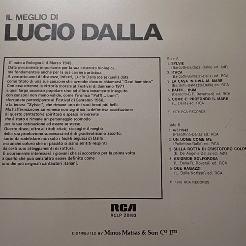 Il Meglio Di Lucio Dalla vinyl used
