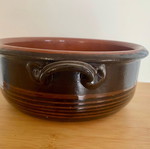 Vintage Ceramic Pottery Clay Casserole Used, 1950s Rustic Kitchenware