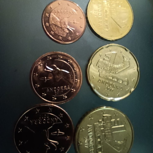 Andorra euro coins from 1c to 50c unc