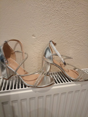 Sandals with rhinestones like new, silver, size 38