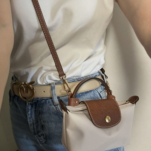 Longchamp Le Pliage Original Pouch handheld like new, beige and brown