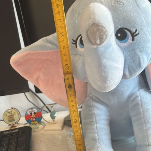 Elephant plush like new with big ears and silver crown