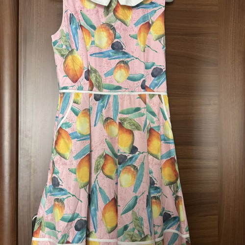 Lindy Bop dress with lemon print, like new, pink, size UK10