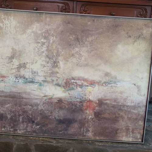 Modern painting like new, abstract art with metal frame