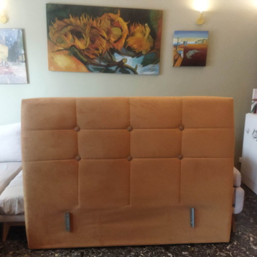 Istikbal double bed headboard like new, velvet caramel color 168×126×7 cm