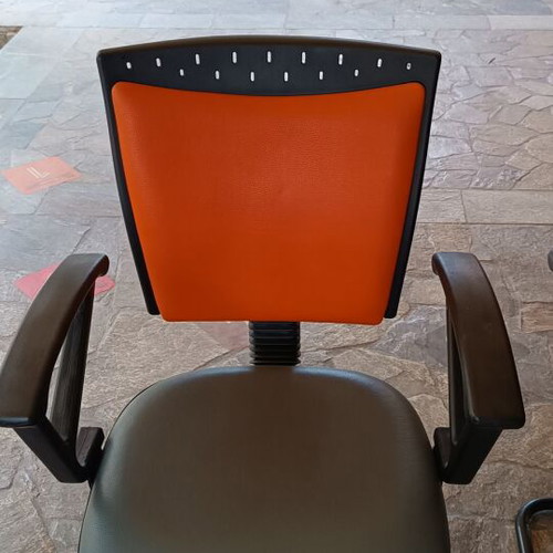 Office chairs and reception chairs, grey-orange faux leather, set of 4