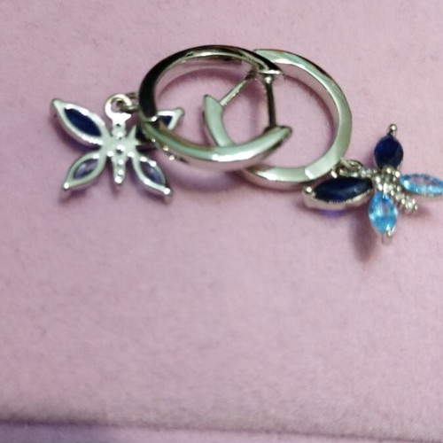 Silver earrings hoops with butterflies new