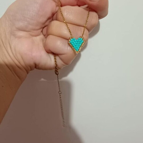 Miyuki heart necklace handmade with steel chain