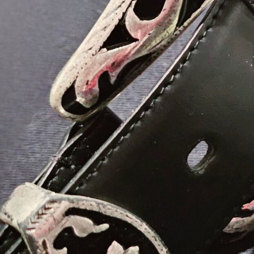 Richard Gampel leather belt new, black with silver buckles
