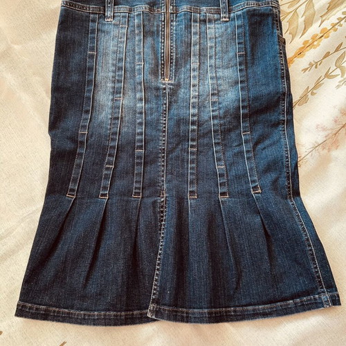 Denim skirt Kensol with pleated accent, size L, like new